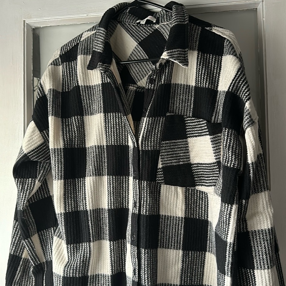 Black and white thick flannel